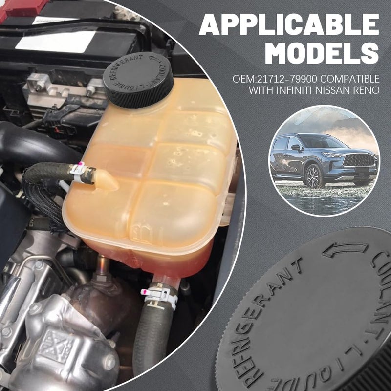 HEVLE 2PCS Coolant Reservoir Cap, Engine Radiator Coolant Overflow Antifreeze Reservoir Tank Cap, 21712-79900 Coolant Water Tank Reservoir Cap Compatible with Nissan Infiniti Murano Quest EX35 FX37 G37 - Image 4